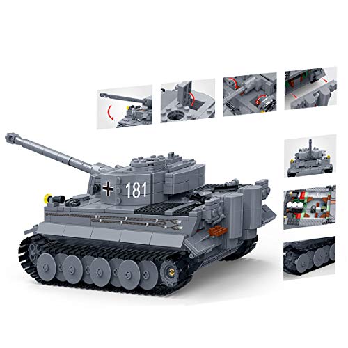 Tanques Militares Modelo de Bloques de Construcción, ColiCor 1010pcs WW2 Tiger Tanque Modelo, Juguetes del Tanque del Ejército para niños y Adultos, Compatible con Lego