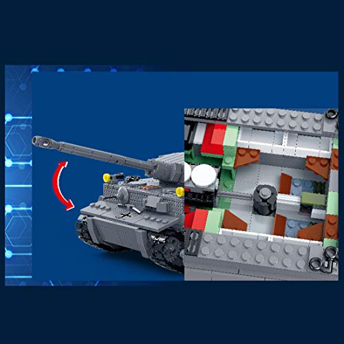 Tanques Militares Modelo de Bloques de Construcción, ColiCor 1010pcs WW2 Tiger Tanque Modelo, Juguetes del Tanque del Ejército para niños y Adultos, Compatible con Lego