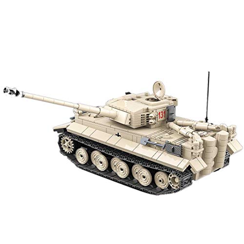 Tanques Militares Modelo de Bloques de Construcción, ColiCor 1018pcs WW2 Tigre 131 Tanque Modelo, Juguetes del Tanque del Ejército para niños y Adultos, Compatible con Lego