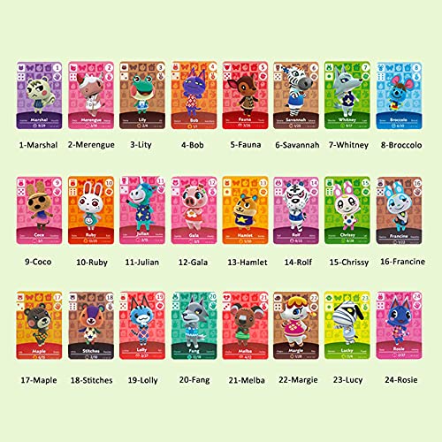 Tarjetas NFC para Animal Crossing Switch, ACNH Rare Character Card con estuche de cristal es compatible con Nintendo Switch / Wii U / Switch Lite / New 3DS (1-72 tarjeta de residente rectangular)