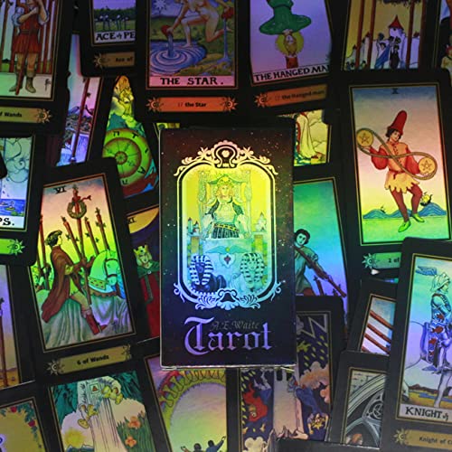 Tarot Cards,Juego de cartas del tarot para principiantes,Vintage 78 Tarjetas Rider Waite,herramienta de adivinación con efecto arcoíris Rider Waite en caja colorida(English Edition)