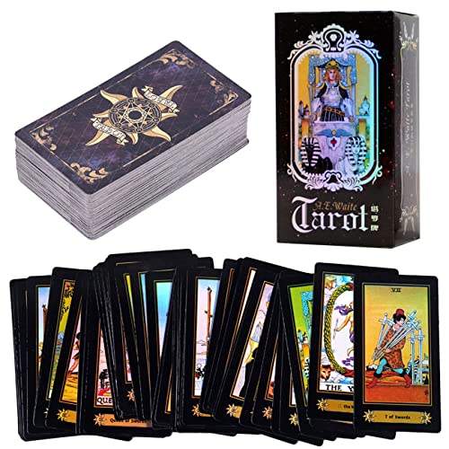 Tarot Cards,Juego de cartas del tarot para principiantes,Vintage 78 Tarjetas Rider Waite,herramienta de adivinación con efecto arcoíris Rider Waite en caja colorida(English Edition)