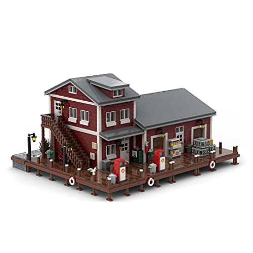 TASS Ideas Dock Fuel Estación de gasolinera modular 5635Pcs 3 Floors MOC-54693 Dockside Fuel and Oil House Architecture Bricks Modelo compatible con Lego Creator 21310 Old Fishing Store