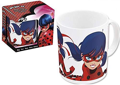 Taza con asa Ladybug Miraculous para niños, 230 ml, apta para microondas con Ladybug y Cat Noir, regalo | niño | niña