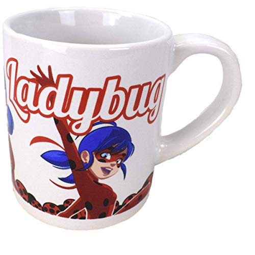 Taza con asa Ladybug Miraculous para niños, 230 ml, apta para microondas con Ladybug y Cat Noir, regalo | niño | niña