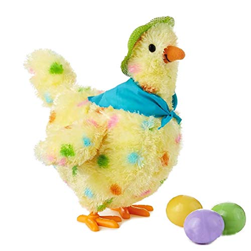 TBEONE Juguete de huevos de gallina, juguete de peluche musical con 3 huevos que ponen huevos, juguete de pollo para niños