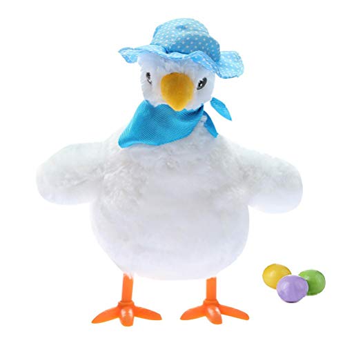 TBEONE Juguete de huevos de gallina, juguete de peluche musical con 3 huevos que ponen huevos, juguete de pollo para niños