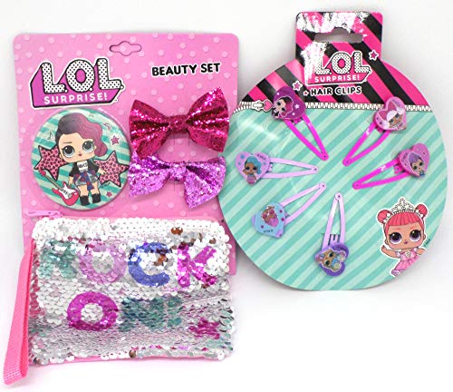 TDL L.O.L. Surprise Set De Regalo Espejo + Lentejuelas Billetera + 2 Moler + 6 Pinzas De Cabello - Licenciado Oficialmente - Mirror + Sequin Purse + 2 Bows + 6 Hair Clips - Gift Bundle