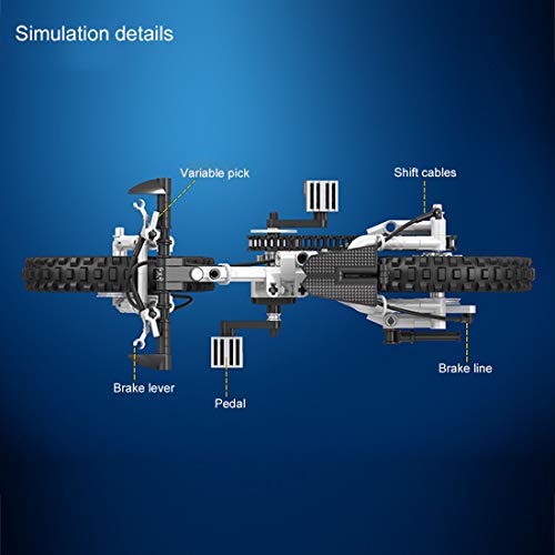 Teakpeak Bicicleta técnica de 242 piezas, 1:6, modelo de bloques de construcción, compatible con la técnica Lego.