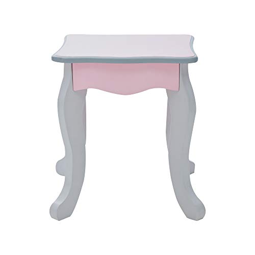 Teamson Kids 'Rapunzel' Tocador Rosa de Madera con Espejo y Taburete TD-12851A