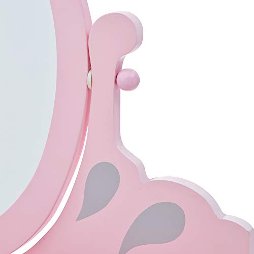 Teamson Kids 'Rapunzel' Tocador Rosa de Madera con Espejo y Taburete TD-12851A