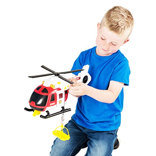 Teamsterz 1416392 Helicóptero Bomberos con Luz y Sonidos, 42 cm