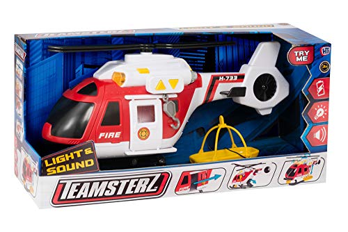 Teamsterz 1416392 Helicóptero Bomberos con Luz y Sonidos, 42 cm