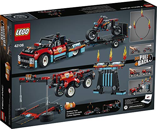 Technic Lego 42106 - Pull-Back - Stunt Show Truck & Bike (610 Piezas)