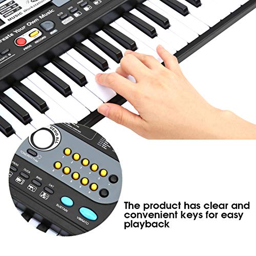 Teclado de piano de 10 canciones, piano electrónico, con micrófono portátil de 54 teclas para niños y adultos