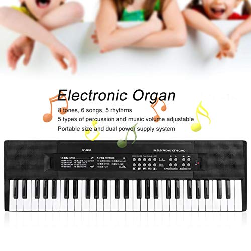 Teclado de piano eléctrico digital de 54 teclas, teclado electrónico con micrófono y función de grabación, teclado portátil para principiantes, niños y adultos