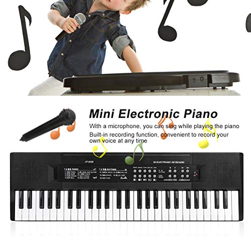 Teclado de piano eléctrico digital de 54 teclas, teclado electrónico con micrófono y función de grabación, teclado portátil para principiantes, niños y adultos