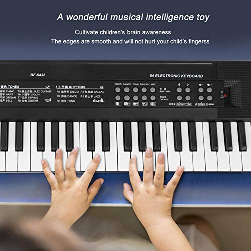 Teclado de piano eléctrico digital de 54 teclas, teclado electrónico con micrófono y función de grabación, teclado portátil para principiantes, niños y adultos