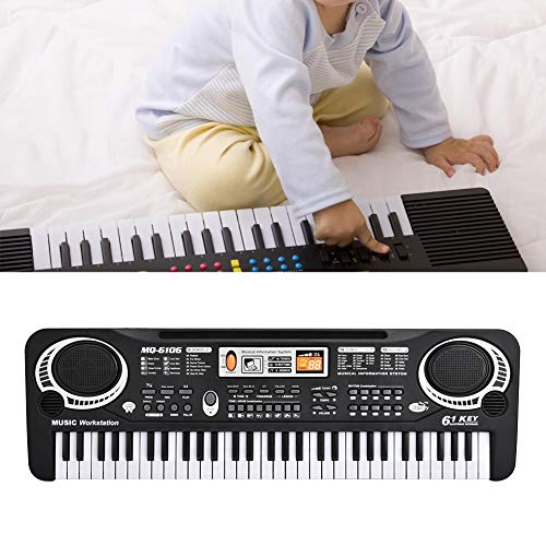 Teclado digital con 61 teclas, juguete con micrófono, teclado electrónico musical, mini piano para niños, multifuncional, educación musical, juguete para niños, 54 x 17,5 x 5,5 cm