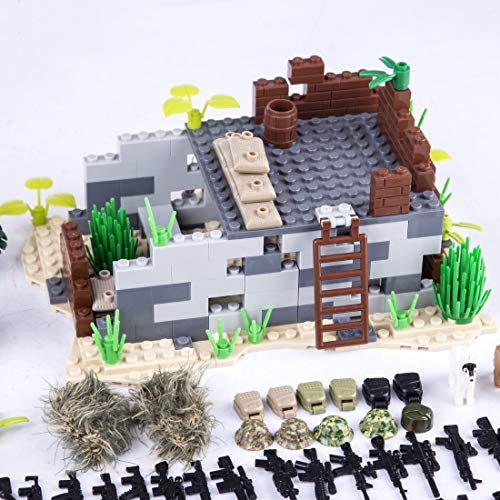 Tewerfitisme Tema militar DIY de piezas pequeñas de construcción Shooting Scene Toy Kit para 100% marcas de bloques de construcción, armas militares, juguete compatible con Lego