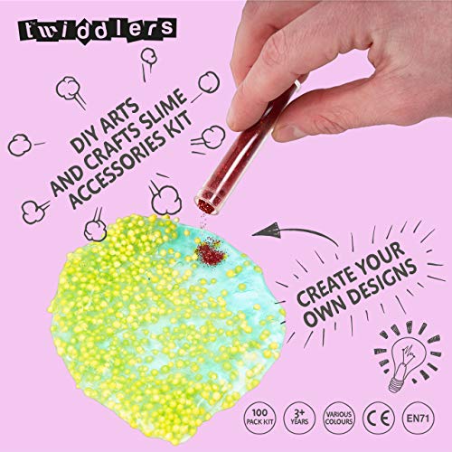 THE TWIDDLERS 100 Piezas DIY Slime Kit Set - Dijes Slime Charms, Purpurina, Manualidades para Niños | Regalo para Niñas