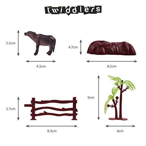 THE TWIDDLERS 50 Piezas Juguetes de Animales de Granja con Árboles, Cercas y Piedras - Juguete Educativo para Niños - Realista y Robusto.