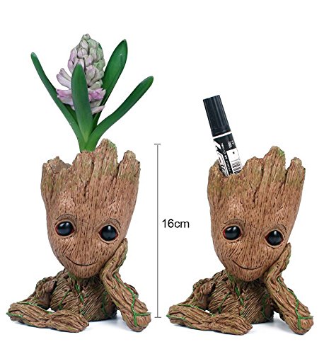 thematys® Baby Groot Maceta - Figura de acción para Plantas y bolígrafos de la película clásica - Perfecto como Regalo - Soy Groot (A) 14x11x7cm