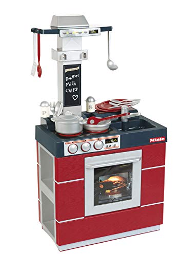 Theo Klein 9044 Cocina Miele Kompakt, Cocina para niños con horno, campana de extracción, fregadero y numerosos accesorios, Se puede utilizar por ambos lados, Medidas: 28 cm x 47 cm x 88,5 cm,