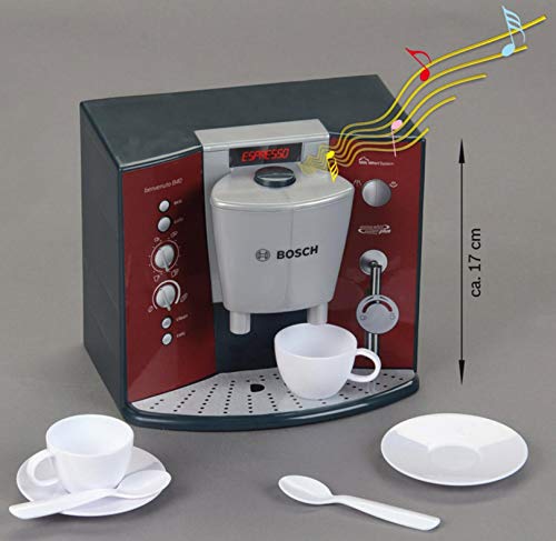 Theo Klein 9569 Cafetera con sonido Bosch, Cafetera expreso a pilas con sonidos realistas, Medidas: 14.5 cm x 19.5 cm x 17 cm, Juguete para niños a partir de 3 años