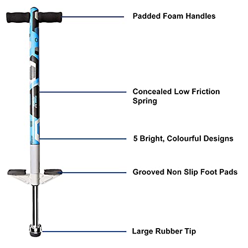 Think Gizmos Pogo Stick para niños - Saltadores para niños Modelo Aero Advantage - Juguetes niño 5 años a 10 años MAX 36 kg - Stick Jumper (Azul y Negro)