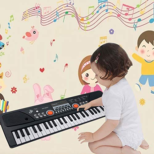 TianYaer Teclado Electrónico Piano 49 Teclas, Teclado de Piano Portátil con Micrófono Teclado portátil Regalo para Niño, Niña Principiantes