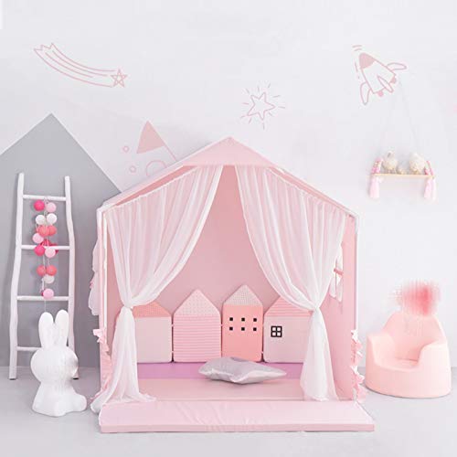 Tiendas de Niños Carpa De Juegos para Niños con Barrera Protectora, Adecuada para 0-6 Años, Carpa para Niños De Interior con Tapetes, 135x95x140cm (Color : Pink)