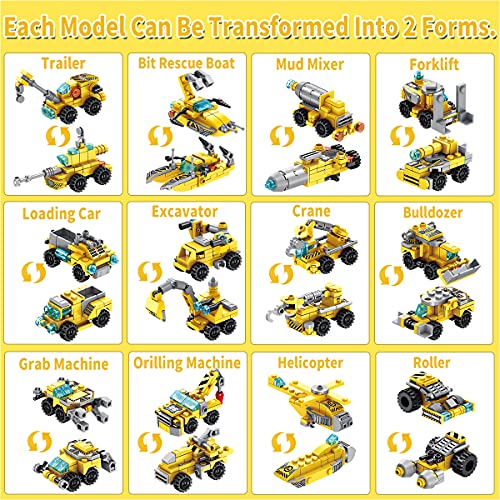 TINIBOLT Stem Juguetes de Construcción,25 in 1 Camiones Bloques de Construcción Regalos para 6 7 8 9 10 11 12 años Niños y Niñas, 566PCS