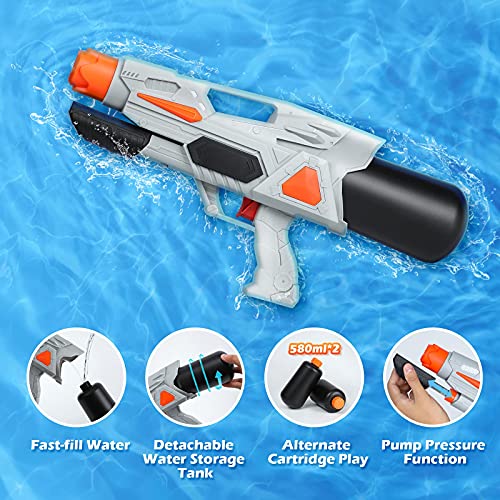 TINLEON Water Gun Soaker Toy: Water Blaster Super Squirt 580cc Regalos de Alta Capacidad de hasta 26 pies de Largo Alcance de Tiro para niños, Adultos, niños, niñas