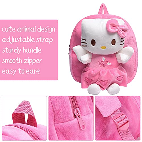 Toddler Kids Mochila Escolar - Tomicy Pequeñas Mochilas Bolsas Escolares de Dibujos Animados Animales para Niñas Primaria 3D Suave Mochila de Felpa Bebe Guarderia Preescolar para 2-5 Años(Hello Kitty)