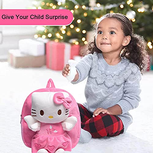 Toddler Kids Mochila Escolar - Tomicy Pequeñas Mochilas Bolsas Escolares de Dibujos Animados Animales para Niñas Primaria 3D Suave Mochila de Felpa Bebe Guarderia Preescolar para 2-5 Años(Hello Kitty)