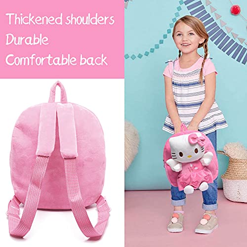 Toddler Kids Mochila Escolar - Tomicy Pequeñas Mochilas Bolsas Escolares de Dibujos Animados Animales para Niñas Primaria 3D Suave Mochila de Felpa Bebe Guarderia Preescolar para 2-5 Años(Hello Kitty)