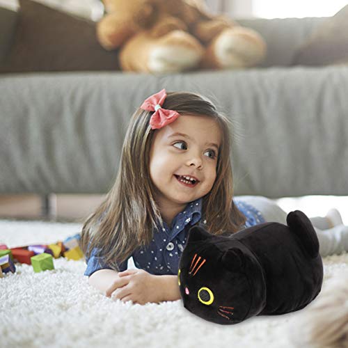 Tomaibaby Gato de Felpa Almohada para Abrazar Gatito Suave Gatito Animales de Peluche Juguete de Peluche Animado Gatos para Niñas Bebé Niños Negro