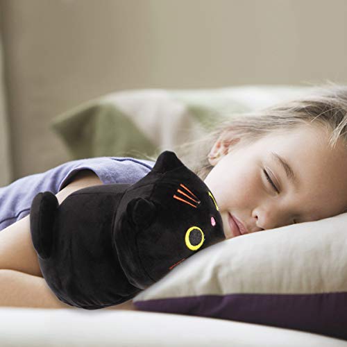 Tomaibaby Gato de Felpa Almohada para Abrazar Gatito Suave Gatito Animales de Peluche Juguete de Peluche Animado Gatos para Niñas Bebé Niños Negro