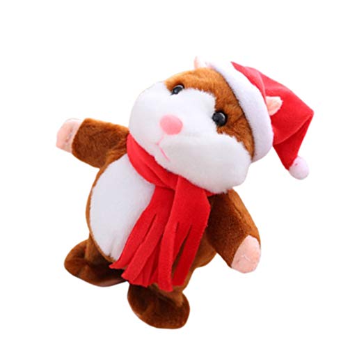 Tomaibaby Juguetes de Peluche Electrónicos Caminando Hámster Navidad Animal de Peluche Figura de Juguete para Niños Niños Suministros para Fiestas Navideñas Favorece Rellenos de Bolsas de