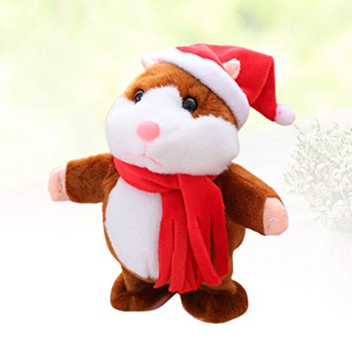 Tomaibaby Juguetes de Peluche Electrónicos Caminando Hámster Navidad Animal de Peluche Figura de Juguete para Niños Niños Suministros para Fiestas Navideñas Favorece Rellenos de Bolsas de