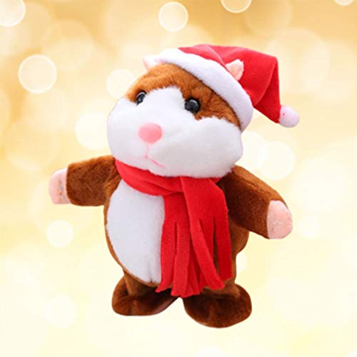 Tomaibaby Juguetes de Peluche Electrónicos Caminando Hámster Navidad Animal de Peluche Figura de Juguete para Niños Niños Suministros para Fiestas Navideñas Favorece Rellenos de Bolsas de