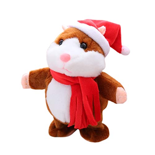 Tomaibaby Juguetes de Peluche Electrónicos Caminando Hámster Navidad Animal de Peluche Figura de Juguete para Niños Niños Suministros para Fiestas Navideñas Favorece Rellenos de Bolsas de