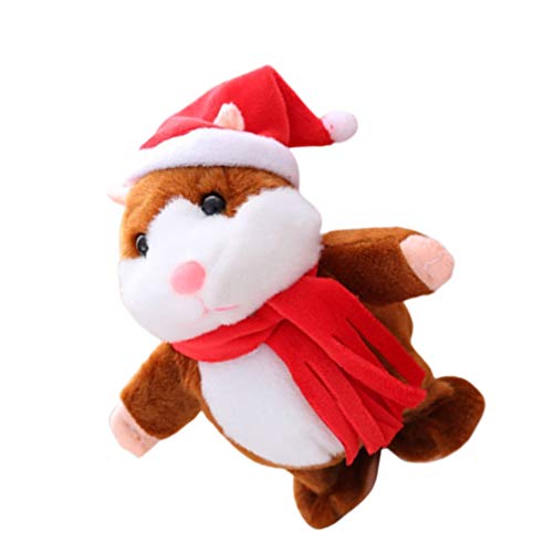 Tomaibaby Juguetes de Peluche Electrónicos Caminando Hámster Navidad Animal de Peluche Figura de Juguete para Niños Niños Suministros para Fiestas Navideñas Favorece Rellenos de Bolsas de