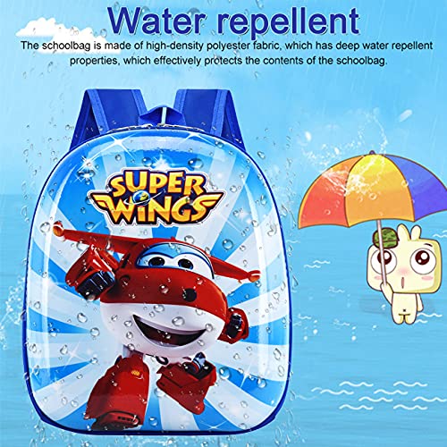 Tomicy Mochila Super Wings Mochila Infantil, Bolsa Impermeable 3D Mochila para Niños, Mochila para niños de Dibujos Animados Impermeable y Ajustable Adecuado para Niños y Niñas de 2 a 6 Años