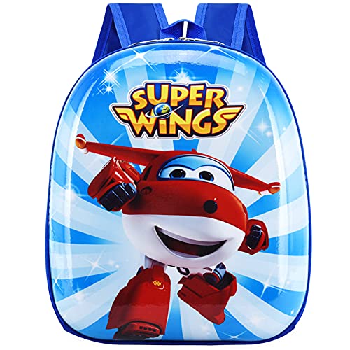 Tomicy Mochila Super Wings Mochila Infantil, Bolsa Impermeable 3D Mochila para Niños, Mochila para niños de Dibujos Animados Impermeable y Ajustable Adecuado para Niños y Niñas de 2 a 6 Años