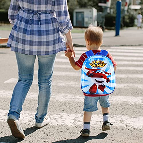 Tomicy Mochila Super Wings Mochila Infantil, Bolsa Impermeable 3D Mochila para Niños, Mochila para niños de Dibujos Animados Impermeable y Ajustable Adecuado para Niños y Niñas de 2 a 6 Años