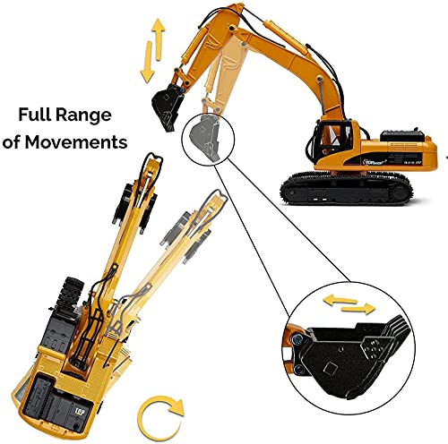 Top Race Metal Die Cast Excavator Construction Tractor de construcción, Juguete de excavadora con - Pala de metal - TR-211D