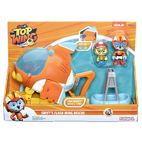 TOP WING – Caja Figura Swift y su vehículo Flash Bolide de Salvamento electrónico – Figura 7 cm – Juguete Infantil