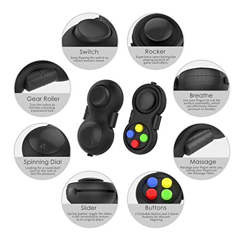 Topways® Fidget Pad con 8 Funciones de Fidget, Reductor de estrés de la Segunda generación de Fidget Toy Cube Retro Controller.